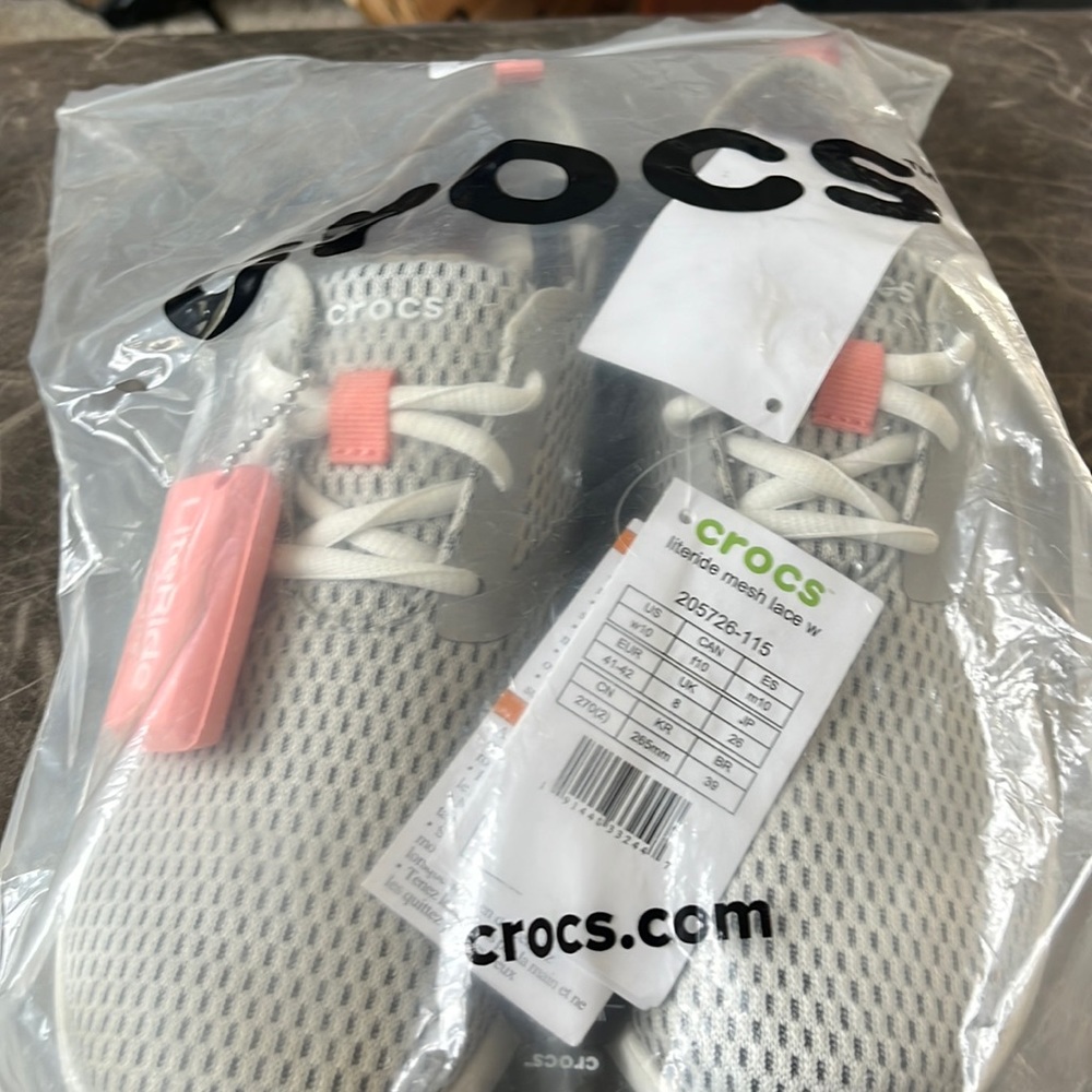 NWT Crocs Literide Pearl white (light gray) tennis shoes